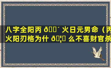 八字全阳丙 🌴 火日元男命（丙火阳刃格为什 🦈 么不喜财官杀运）